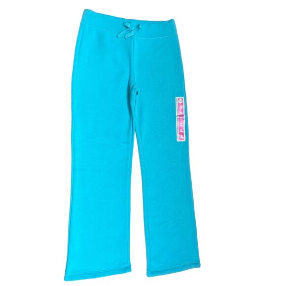 New Circo Girls Fleece Straight Pants Small 7/8 Teal Melange Pull-On Tie Waist - Picture 1 of 5